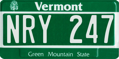 VT license plate NRY247