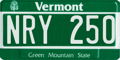 VT license plate NRY250
