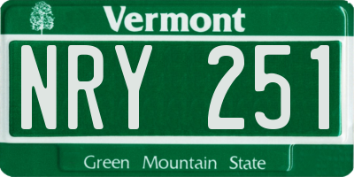 VT license plate NRY251