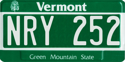 VT license plate NRY252