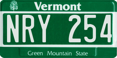 VT license plate NRY254