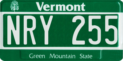 VT license plate NRY255
