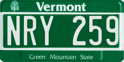 VT license plate NRY259