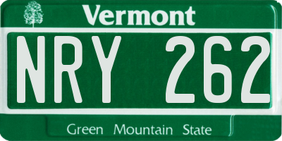 VT license plate NRY262