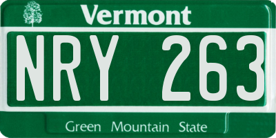 VT license plate NRY263