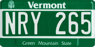VT license plate NRY265