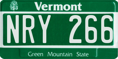 VT license plate NRY266