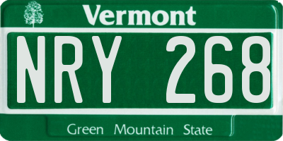 VT license plate NRY268