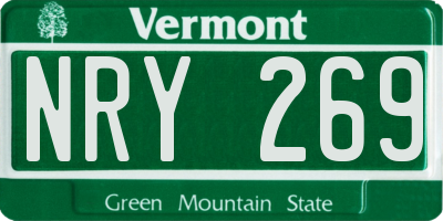 VT license plate NRY269