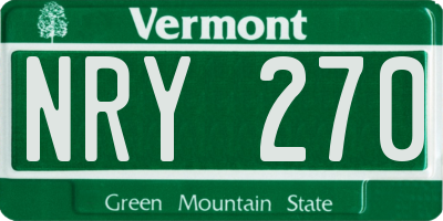 VT license plate NRY270