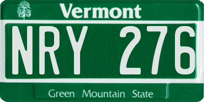 VT license plate NRY276