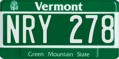 VT license plate NRY278