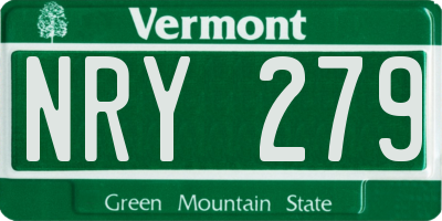 VT license plate NRY279