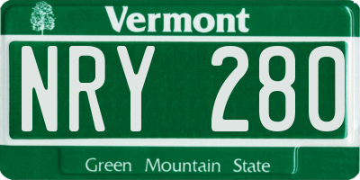 VT license plate NRY280
