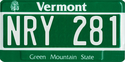 VT license plate NRY281