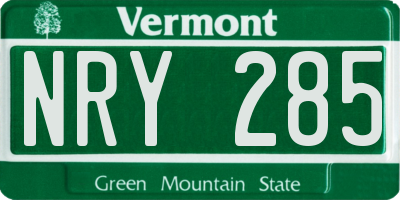 VT license plate NRY285