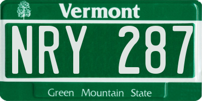 VT license plate NRY287