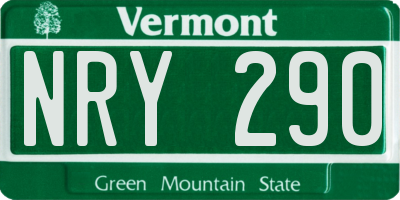 VT license plate NRY290