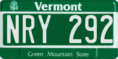 VT license plate NRY292