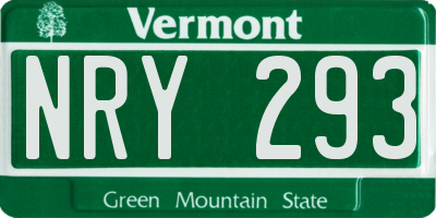 VT license plate NRY293