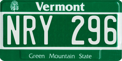 VT license plate NRY296