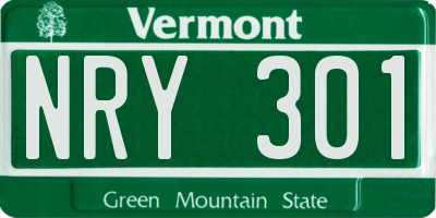 VT license plate NRY301
