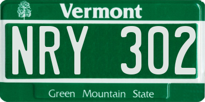 VT license plate NRY302