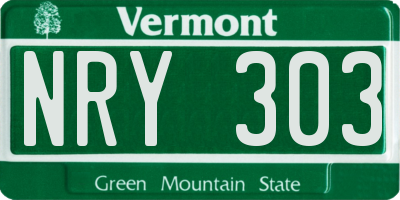 VT license plate NRY303