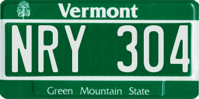 VT license plate NRY304