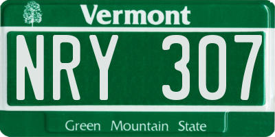 VT license plate NRY307