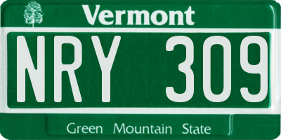 VT license plate NRY309