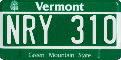 VT license plate NRY310