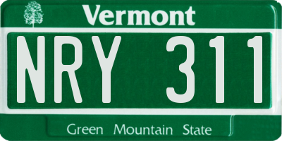 VT license plate NRY311