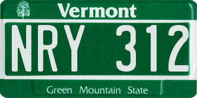 VT license plate NRY312