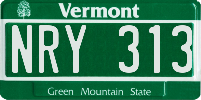 VT license plate NRY313