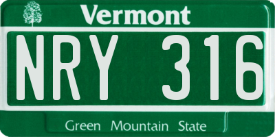 VT license plate NRY316