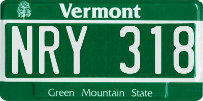 VT license plate NRY318