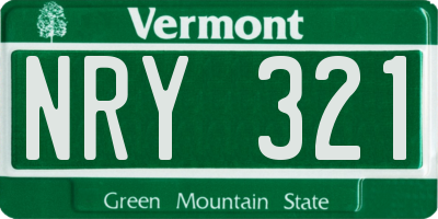VT license plate NRY321