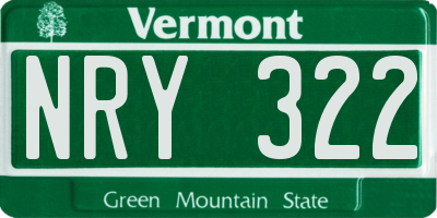 VT license plate NRY322