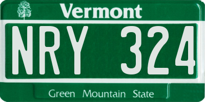 VT license plate NRY324