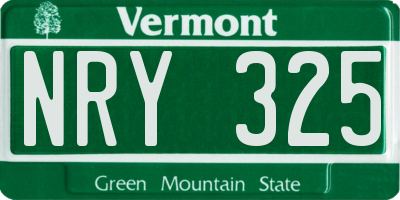 VT license plate NRY325