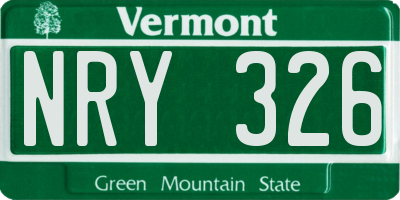 VT license plate NRY326