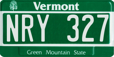 VT license plate NRY327