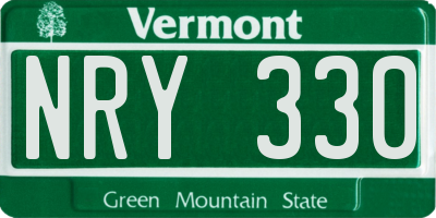 VT license plate NRY330