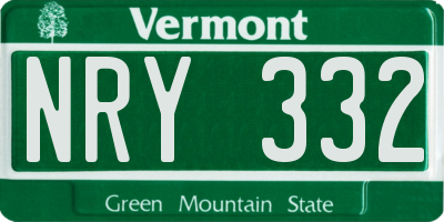 VT license plate NRY332