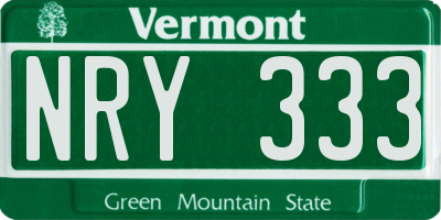 VT license plate NRY333