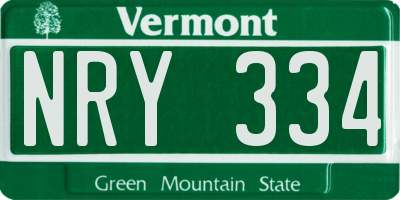 VT license plate NRY334