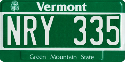 VT license plate NRY335