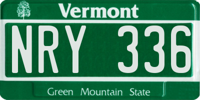 VT license plate NRY336
