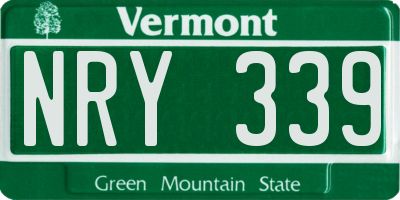 VT license plate NRY339